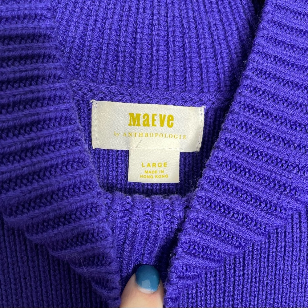 Anthropologie Maeve Purple Cable Sleeve Sweater - Picture 5 of 7